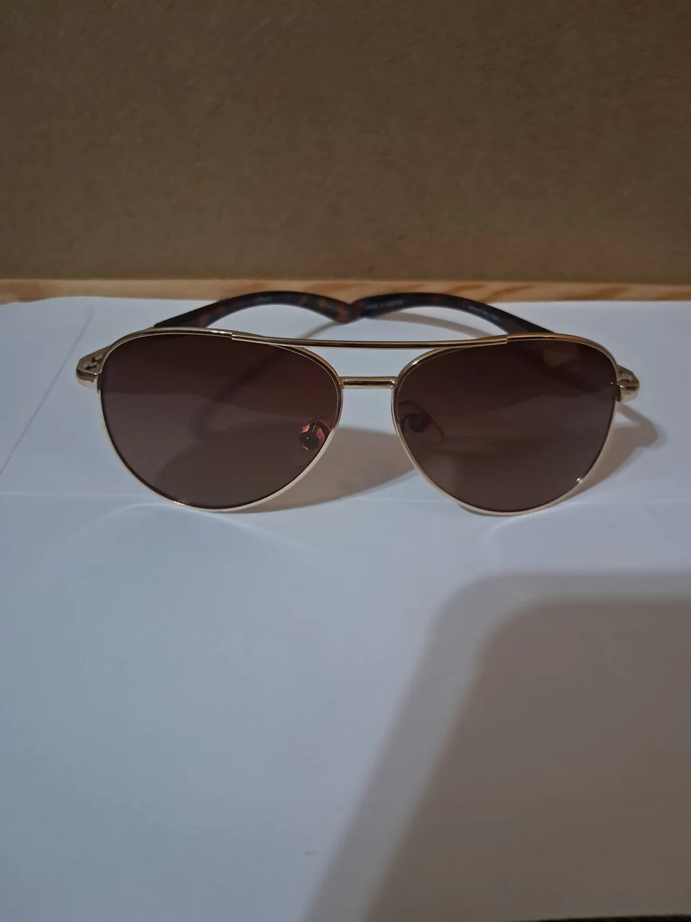 Foster Grant Classic Gold Aviator Sunglasses with Brown Lenses
